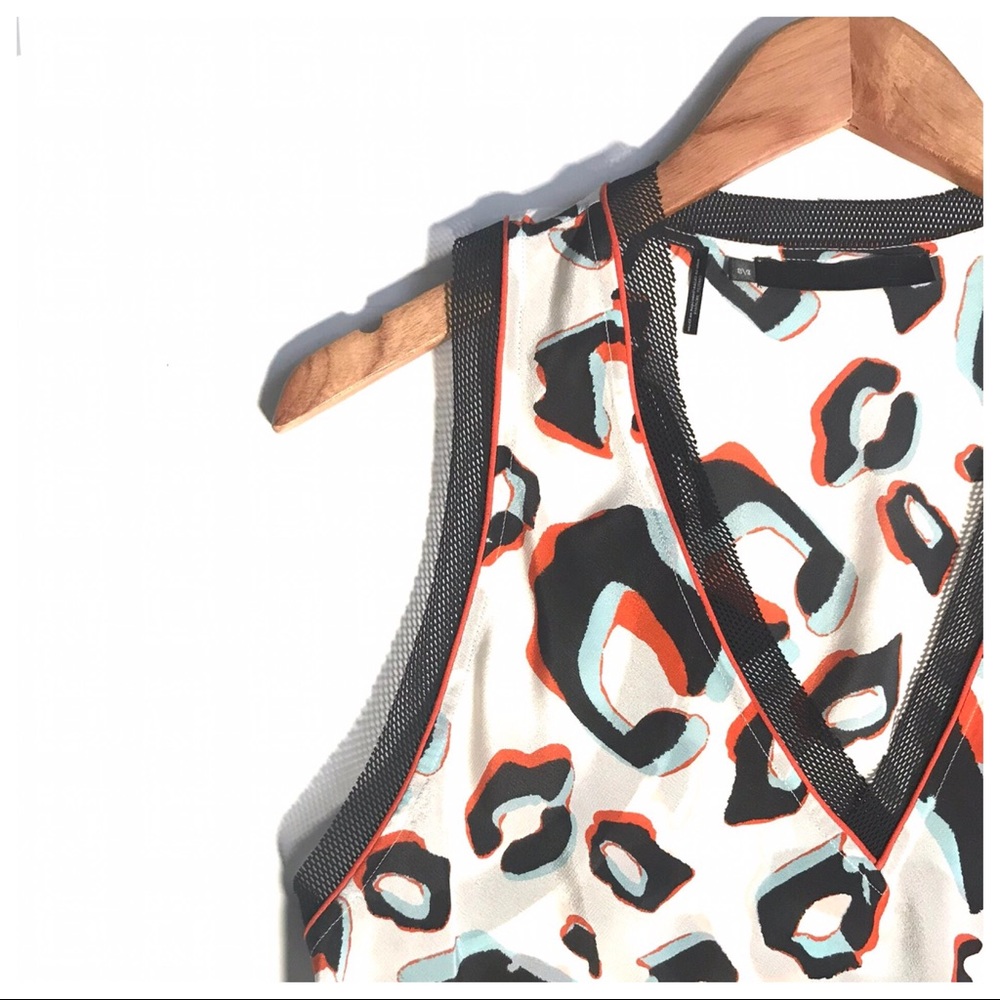 L.A.M.B Silk Tank Top Leopard Print Racer Back